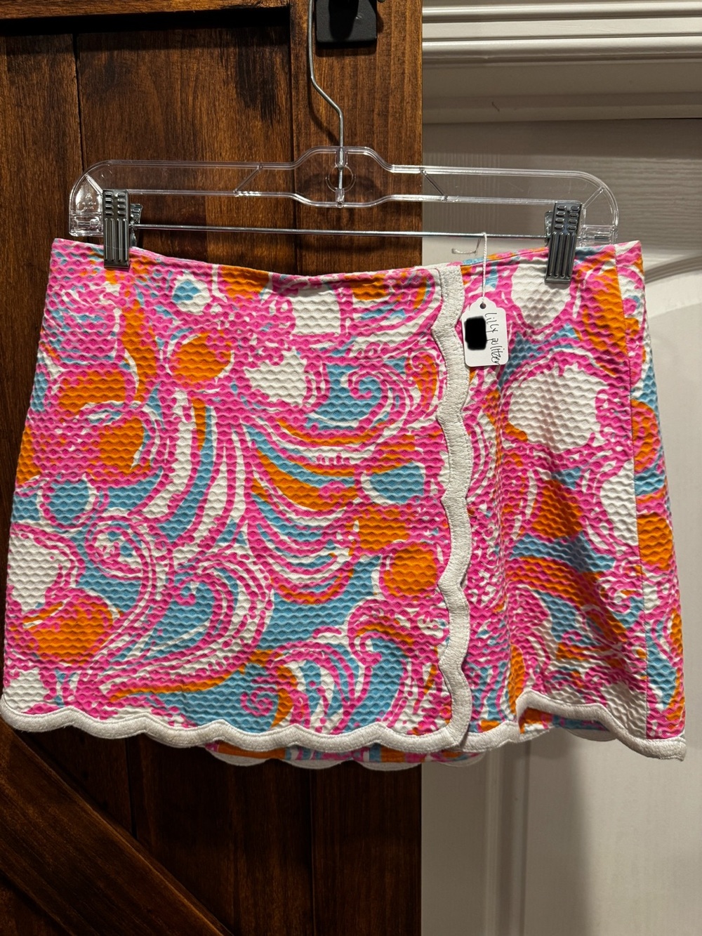 Lilly Pulitzer Pink, Aqua & Orange Scalloped Mini Skirt